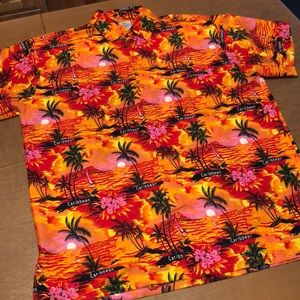 Beautiful RIMA Orange & Red Hawaiian Shirt Size L